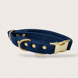 COLLIER CHIEN VELOURS CÔTELÉ - BLEU MARINE