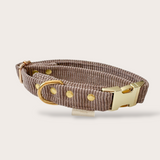 COLLIER CHIEN VELOURS CÔTELÉ - TAUPE