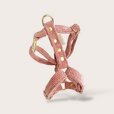 HARNAIS CHIEN VELOURS CÔTELÉ - VIEUX ROSE