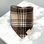 BANDANA CHIEN ET CHAT TARTAN - MARRON/BEIGE