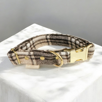 COLLIER CHIEN - TARTAN - BEIGE/MARRON
