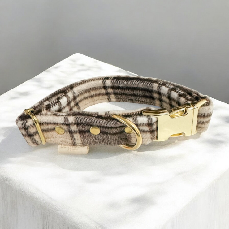 COLLIER CHIEN - TARTAN - BEIGE/MARRON