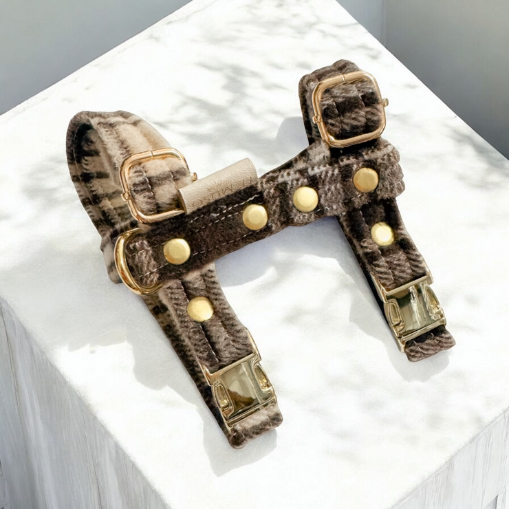 HARNAIS CHAT - TARTAN - Marron/Beige