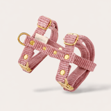 HARNAIS CHAT VELOURS CÔTELÉ VIEUX ROSE