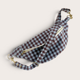 Sac Banane pour Balade Chien & Chat - Vichy Brown & Blue